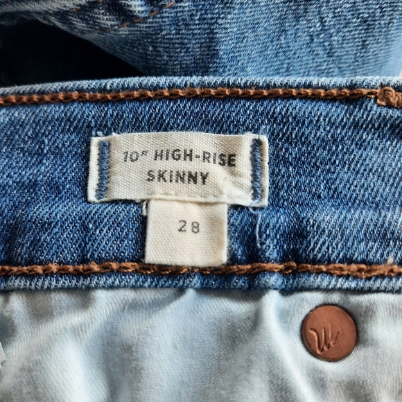 Madewell Blue Jeans Sz 28  10” High Rise Skinny  Button Fly 94% Cotton Stretch - Picture 3 of 13